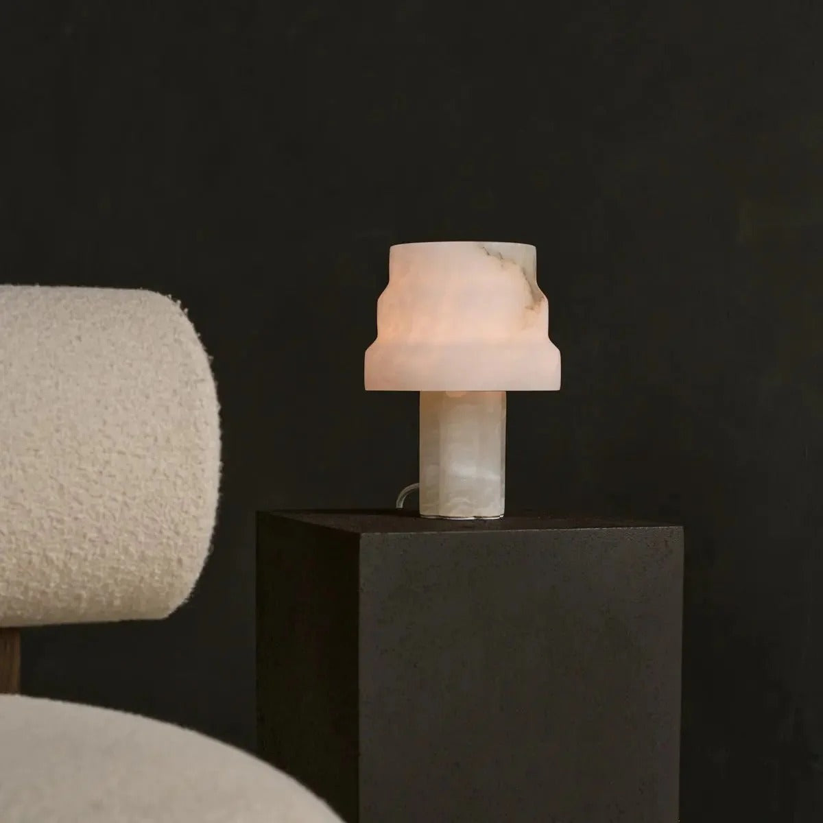 Alabaster Lamp Timeless Design with Natural Veining & Glow