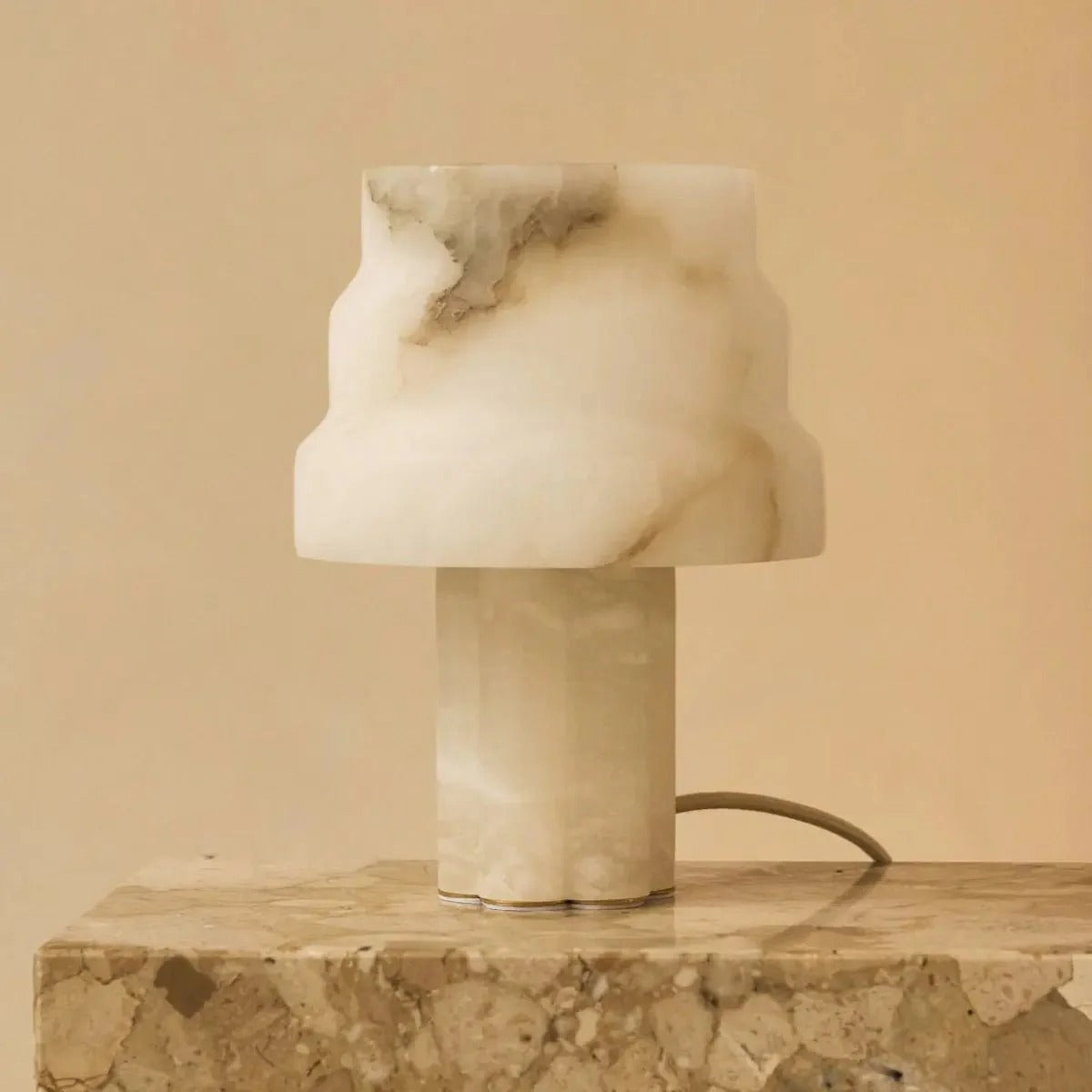 Alabaster Lamp Timeless Design with Natural Veining & Glow