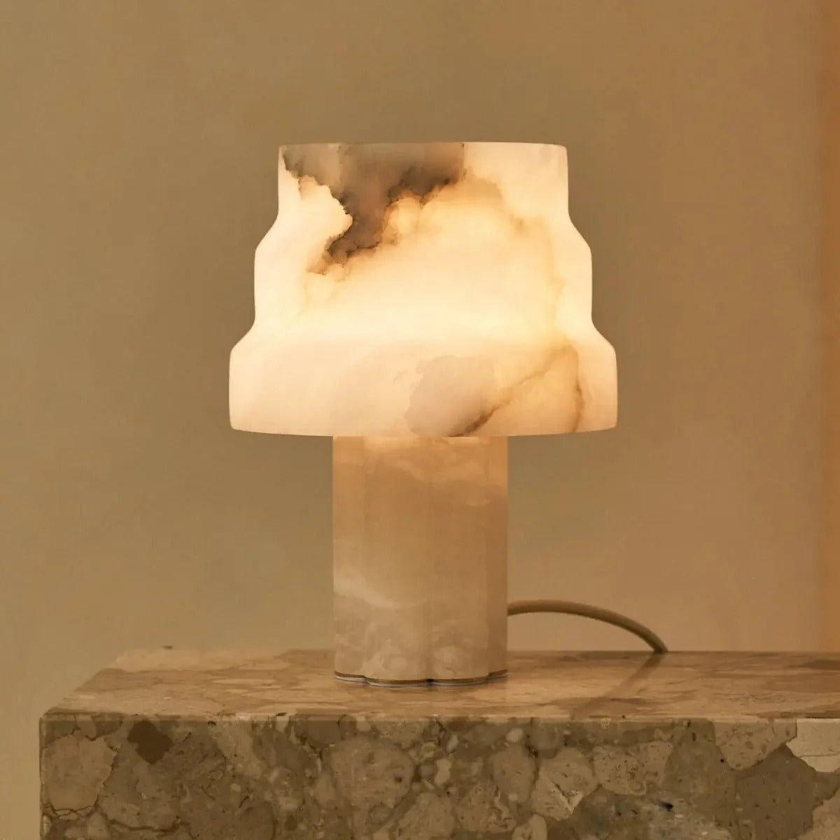 Alabaster Lamp Timeless Design with Natural Veining & Glow