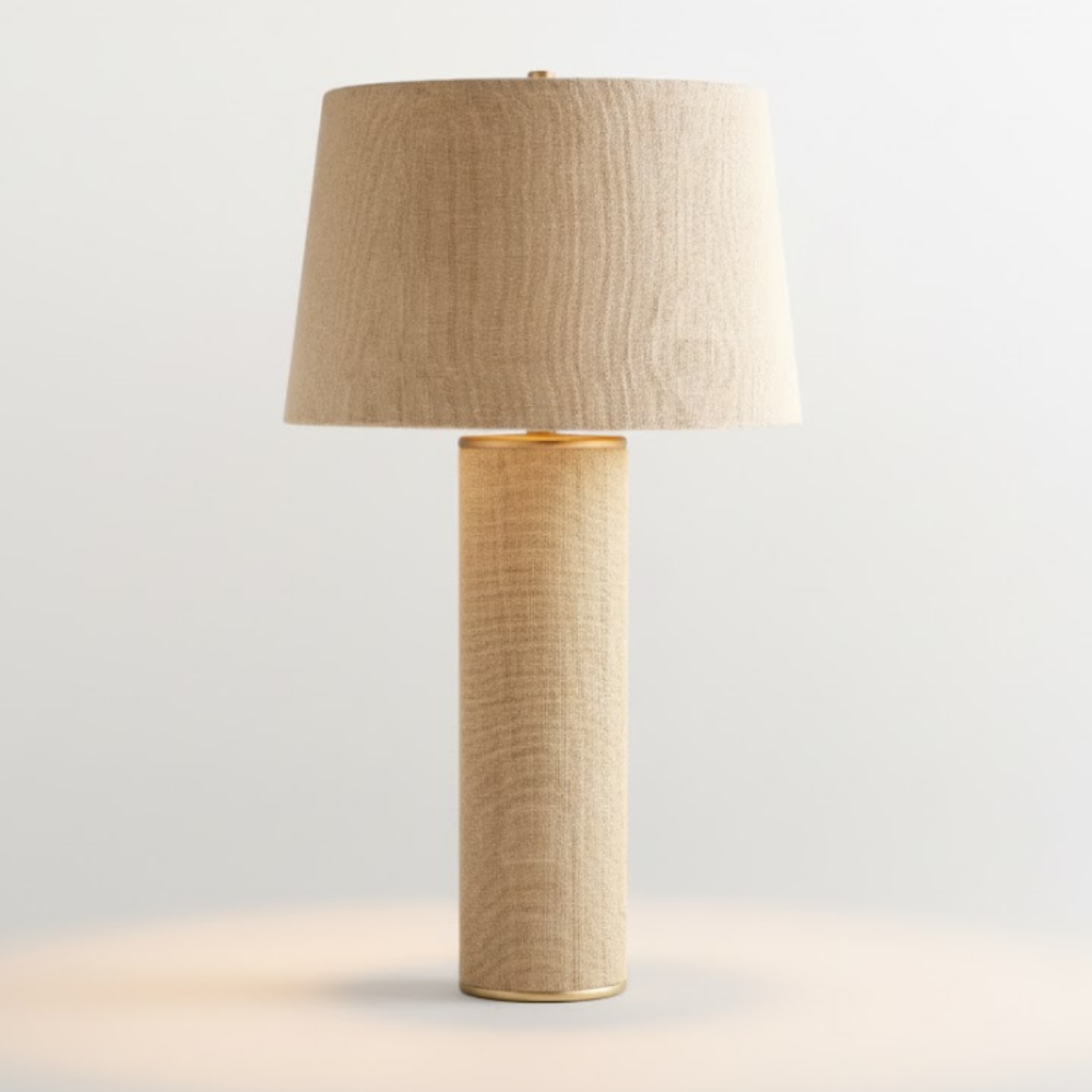 Twill Brass Table Lamp Linen Shade