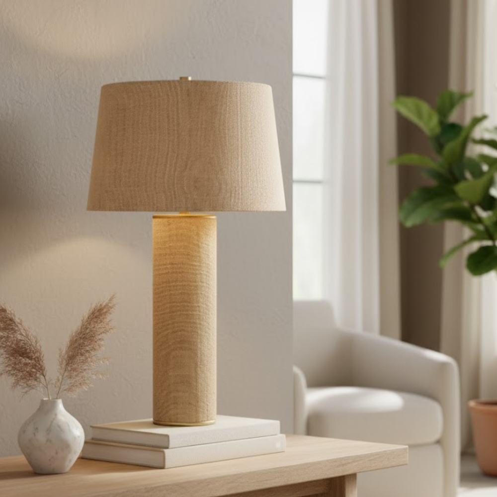 Twill Brass Table Lamp Linen Shade
