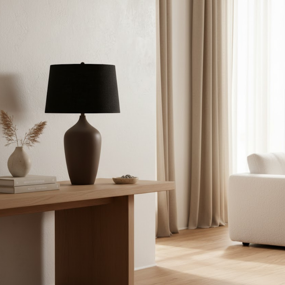 Crest Ceramic Table Lamp Ribbed Base