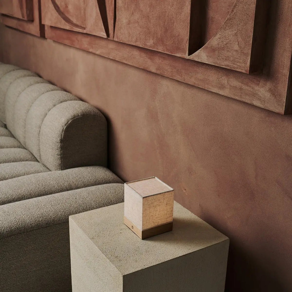Cordless Table Lamp With LED And Linen Blend Shade