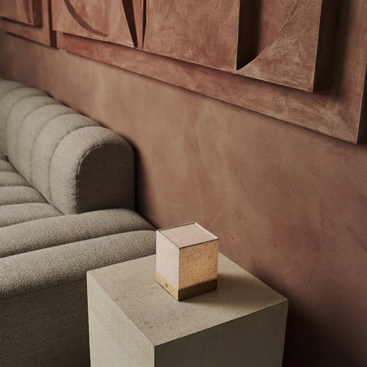 Cordless Table Lamp With LED And Linen Blend Shade