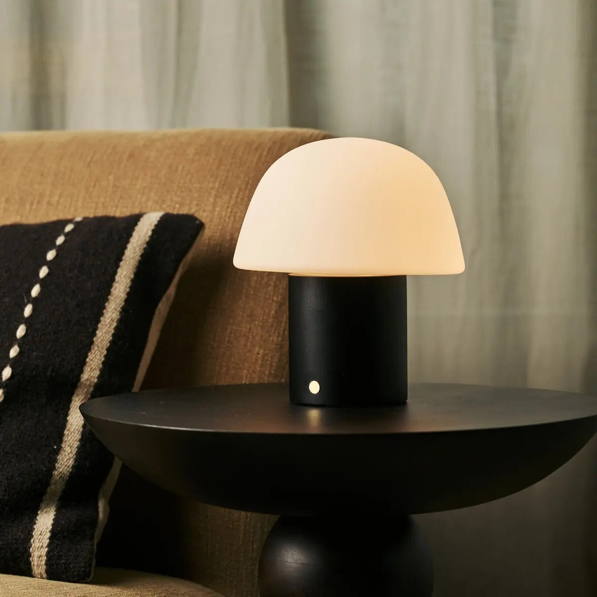 Cordless Table Lamp With Sustainable Wood Base And LED Lighting