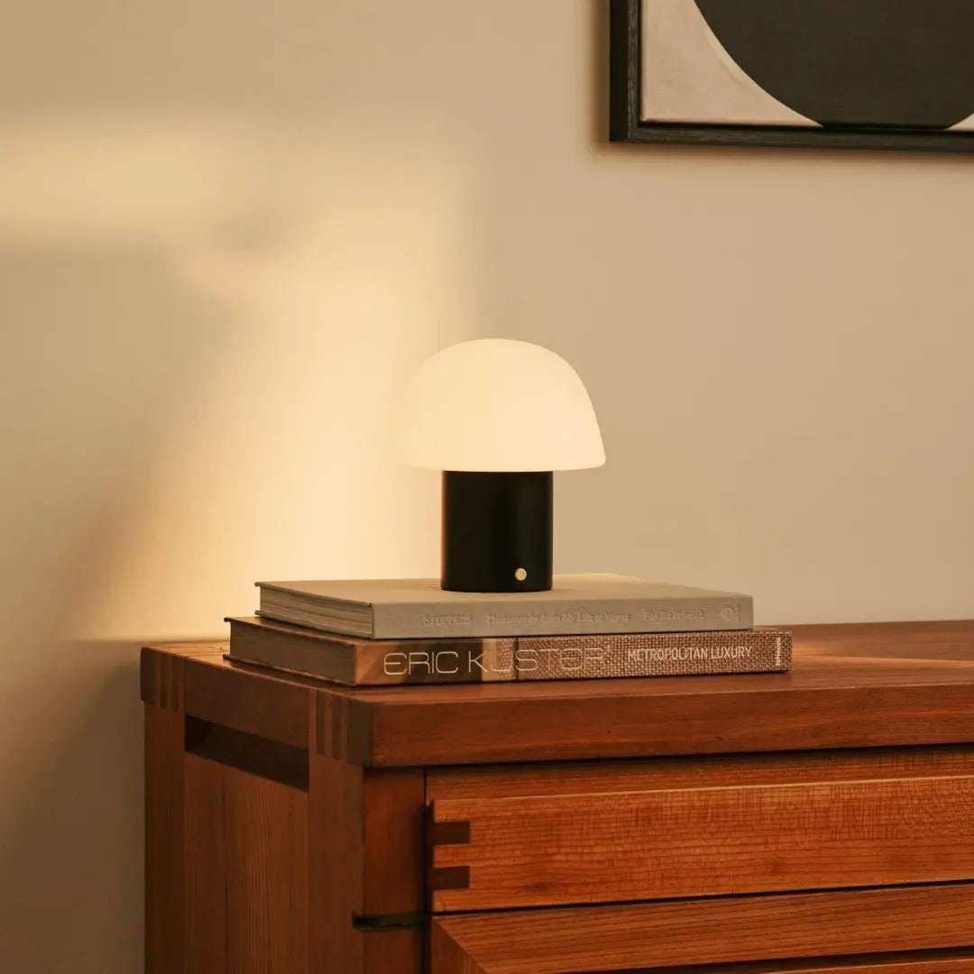 Cordless Table Lamp With Sustainable Wood Base And LED Lighting