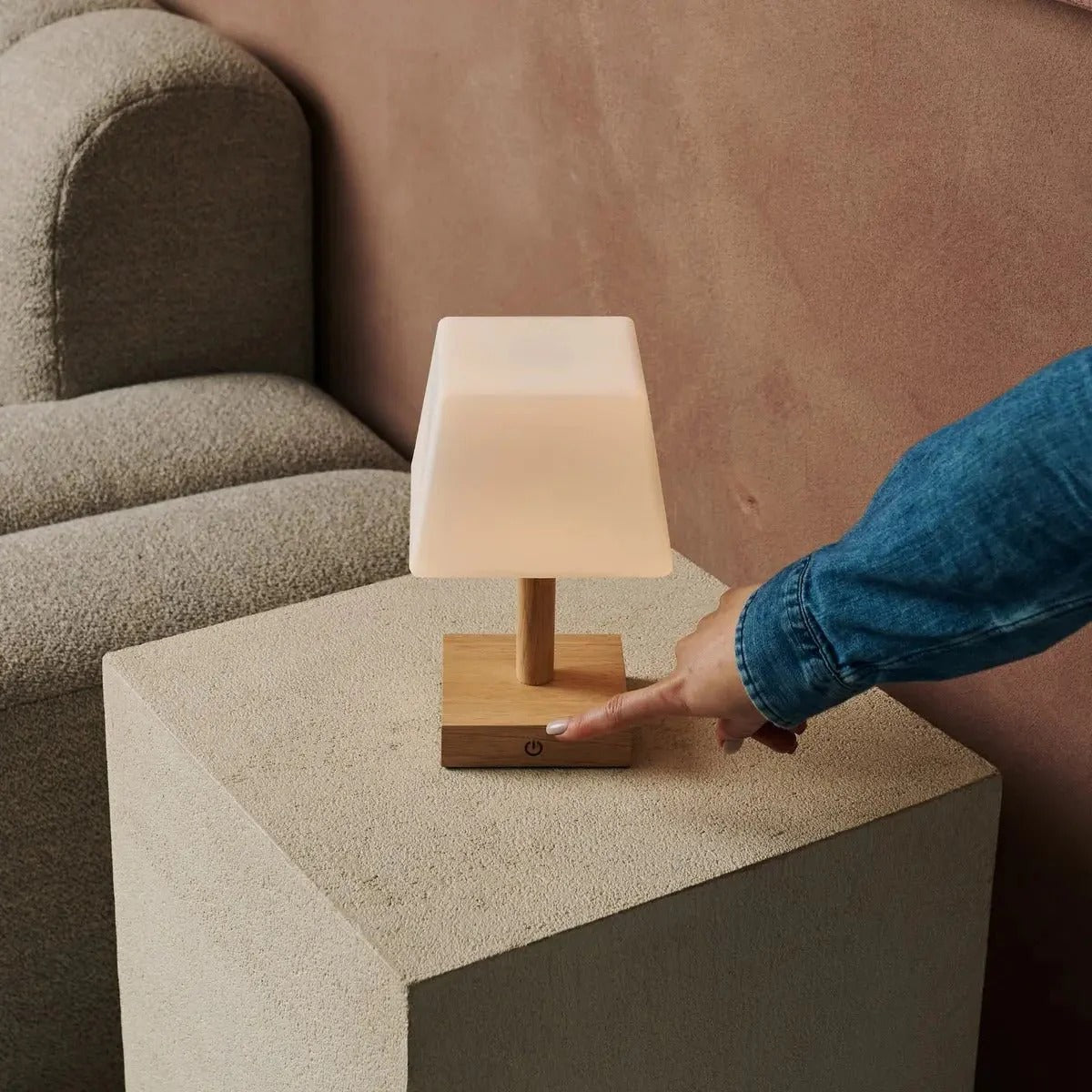 Cordless Wooden Table Lamp With Adjustable Light Modes And USB-C Rechargeable