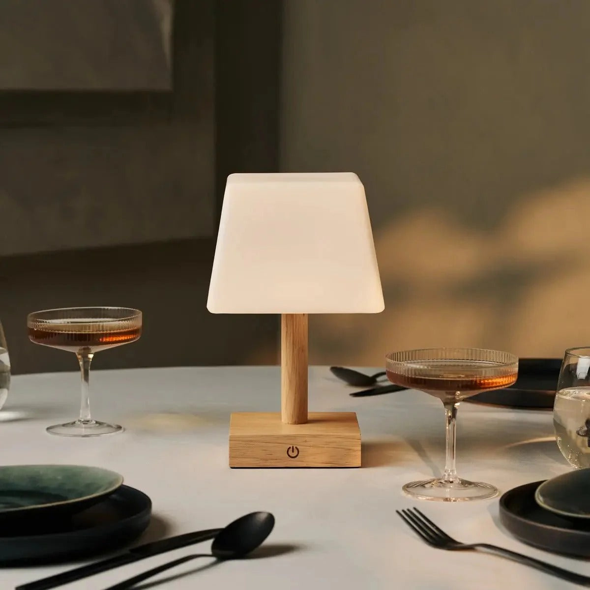 Cordless Wooden Table Lamp With Adjustable Light Modes And USB-C Rechargeable