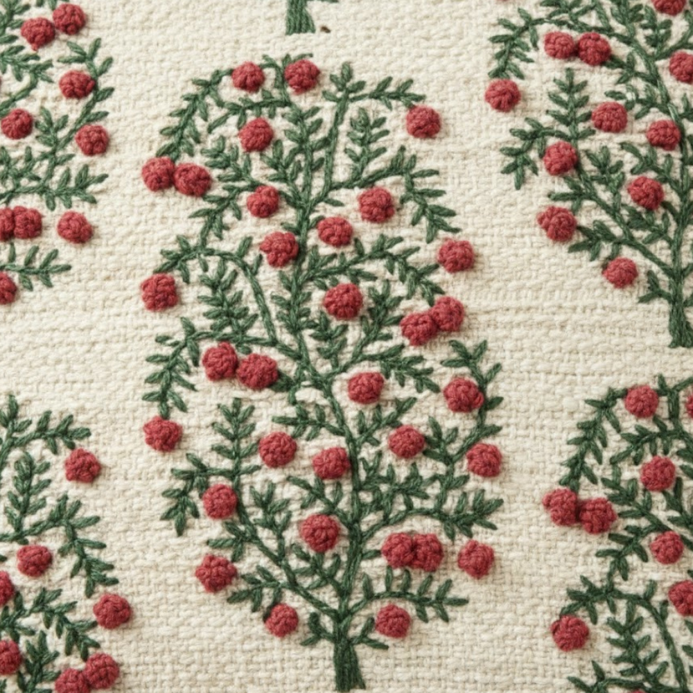 Bloom Cotton Linen Blend Cushion Cover Embroidered Detail Zipper Closure