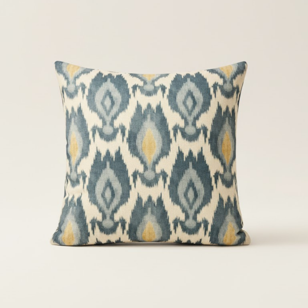 Wander Cotton Cushion Cover Ikat Pattern Zipper Closure
