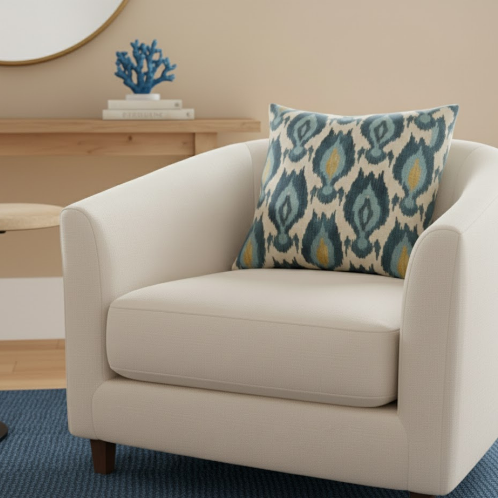 Wander Cotton Cushion Cover Ikat Pattern Zipper Closure