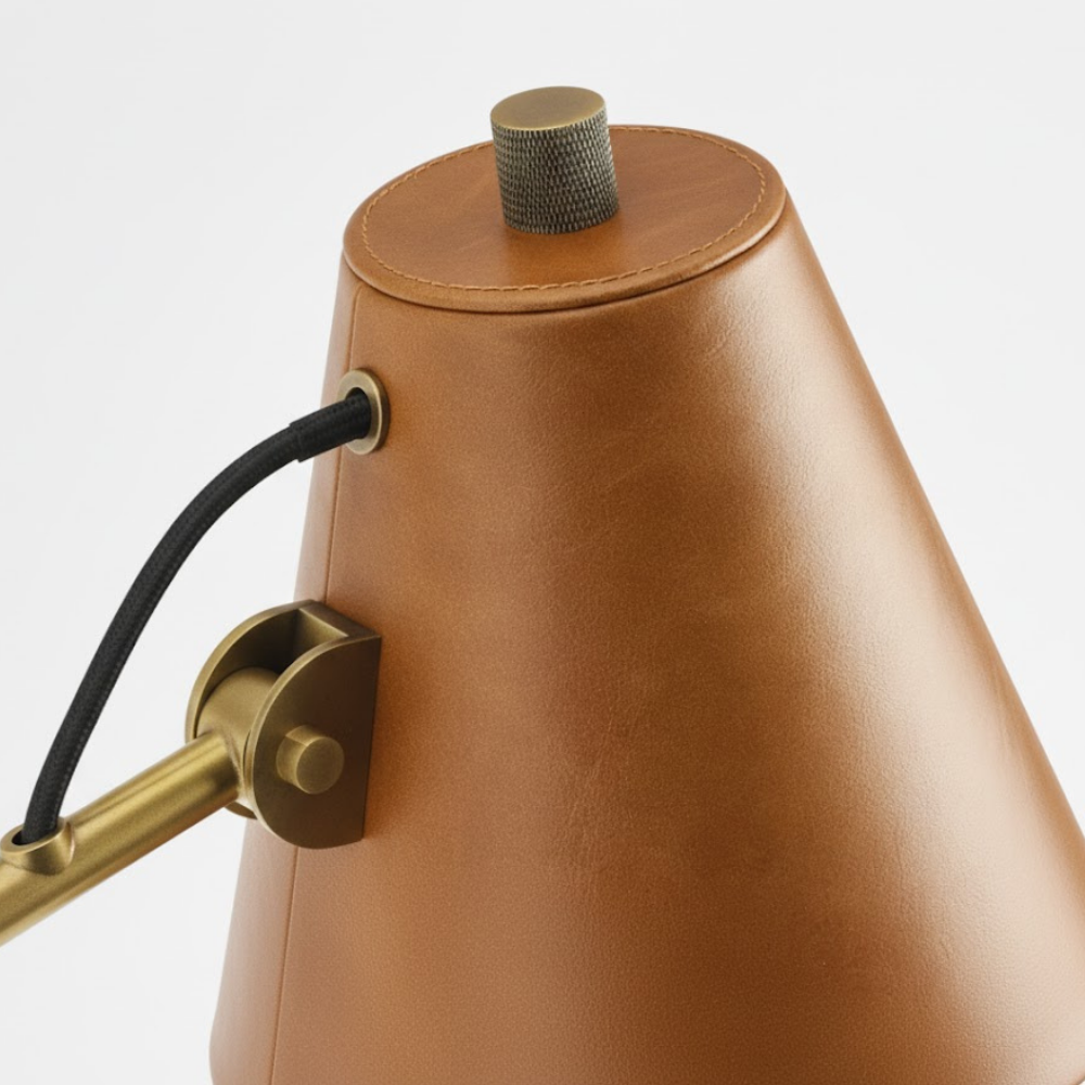 Dome Leather Desk Lamp Round Shade