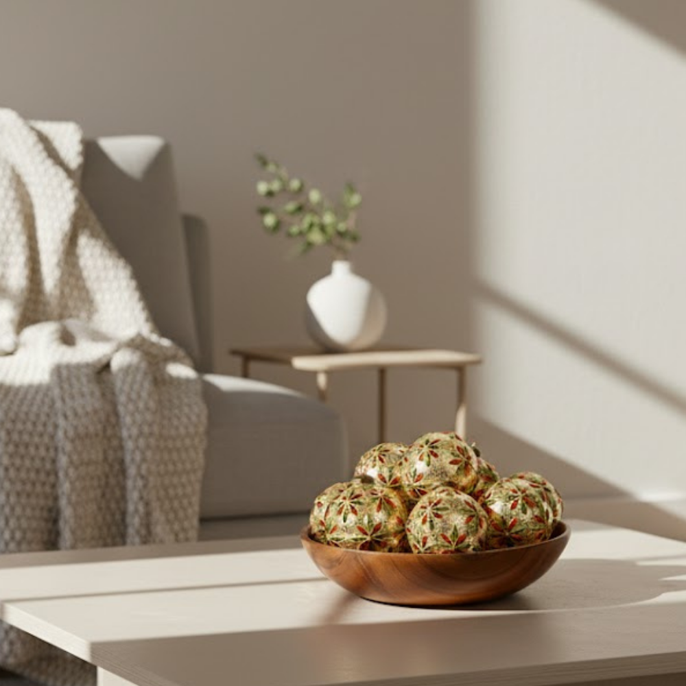 Flora Glass Bauble Hand-Blown Floral Style