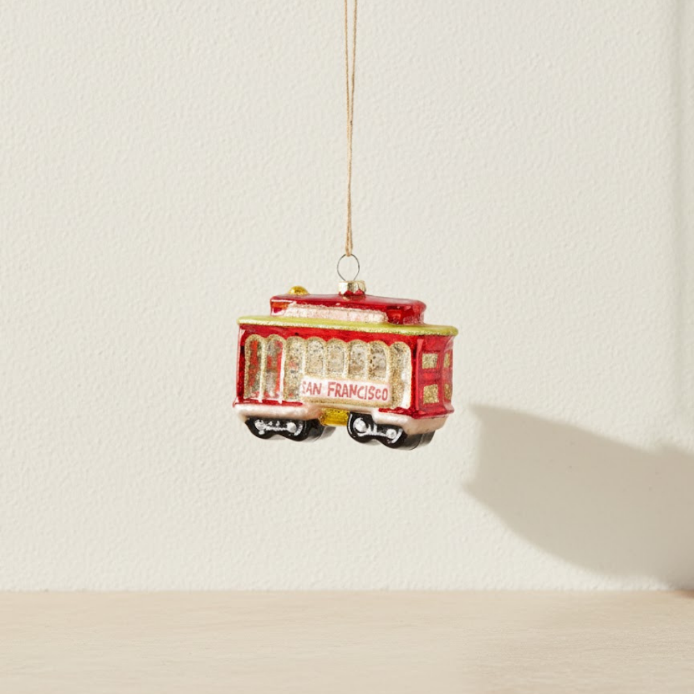 Peak Glass Cable Car Bauble Metallic Finish