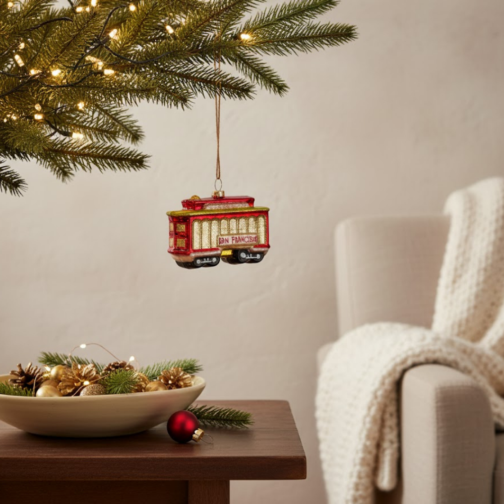 Peak Glass Cable Car Bauble Metallic Finish