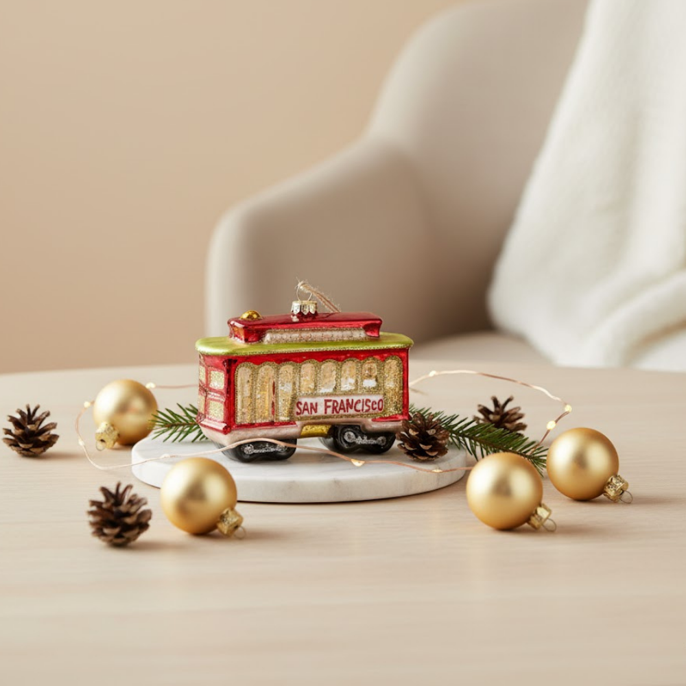 Peak Glass Cable Car Bauble Metallic Finish