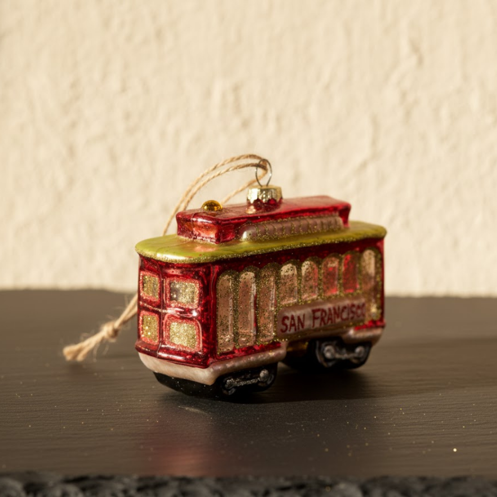Peak Glass Cable Car Bauble Metallic Finish