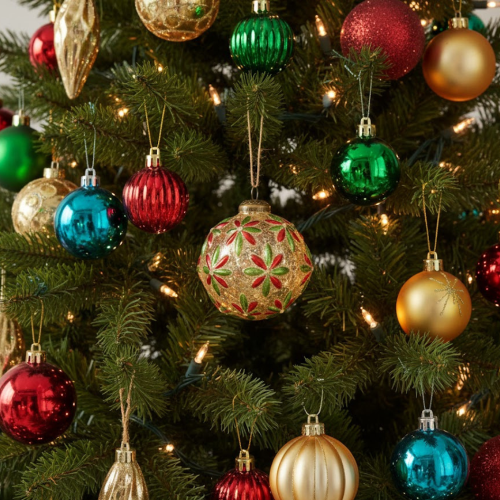 Flora Glass Bauble Hand-Blown Floral Style