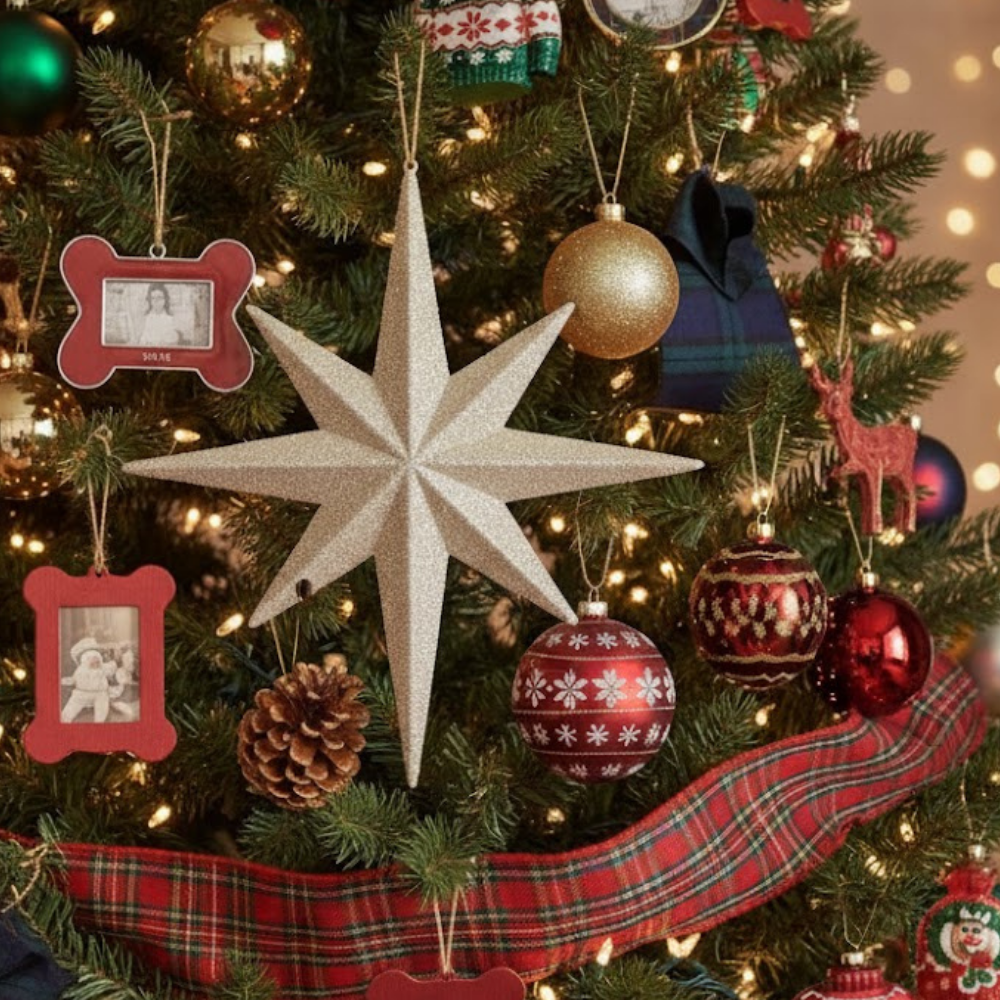 Nova Glass Bauble Metallic Finish Starburst