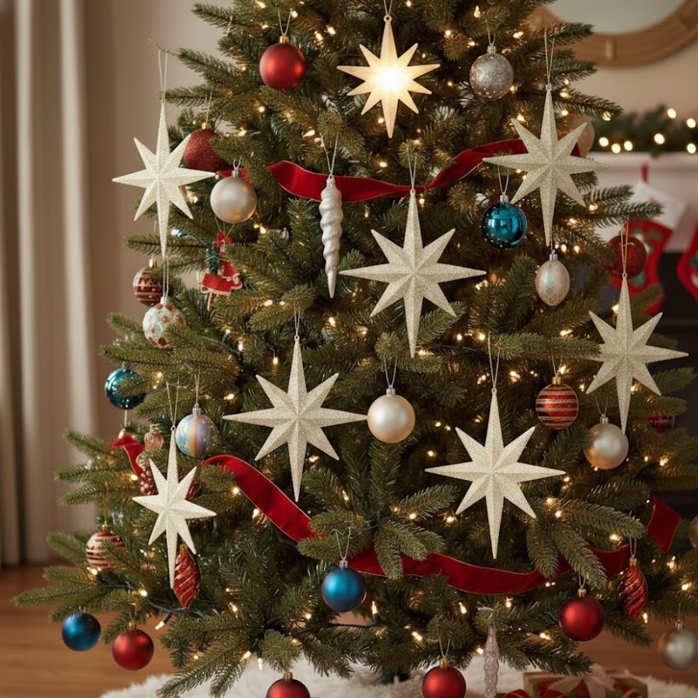 Nova Glass Bauble Metallic Finish Starburst