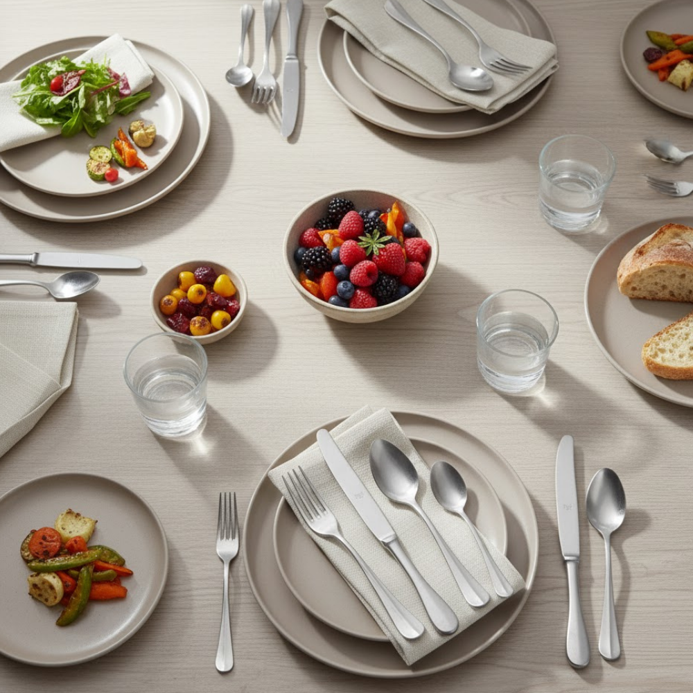 Grain Stainless Steel Flatware 5 Piece Set Tumbled Brushed Finish