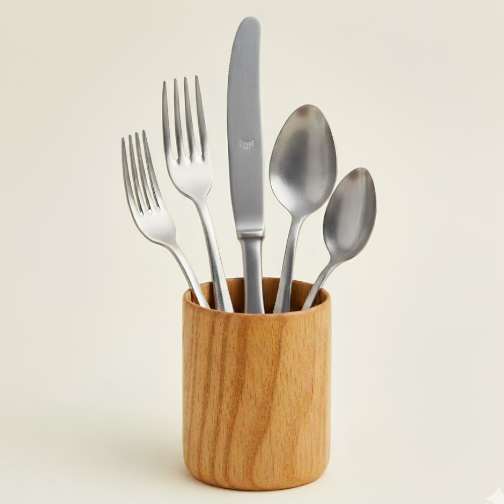 Grain Stainless Steel Flatware 5 Piece Set Tumbled Brushed Finish