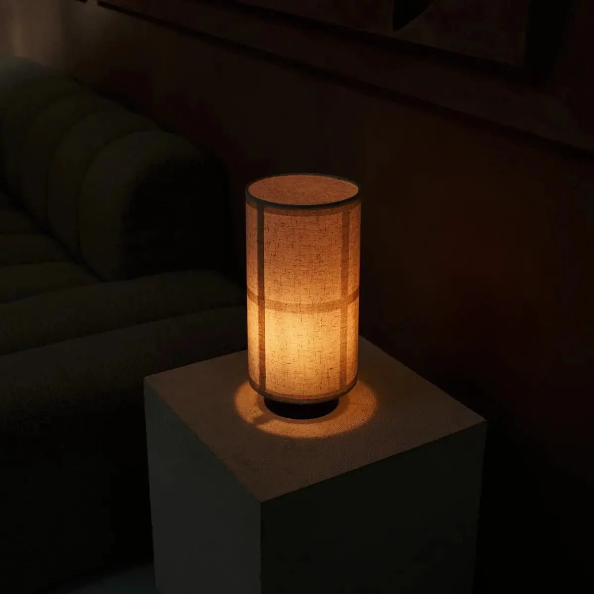 Linen Shade Table Lamp With Rubberwood Base And Elegant Lighting Design