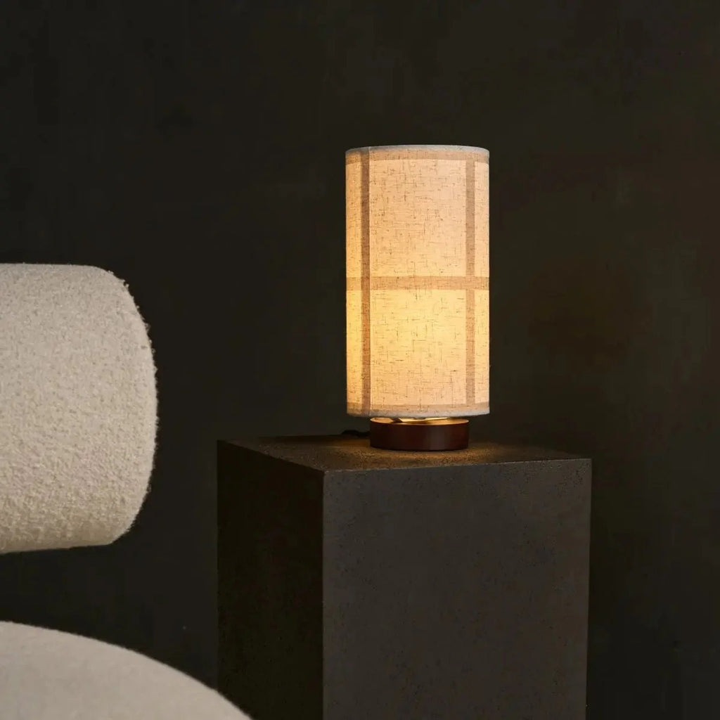 Linen Shade Table Lamp With Rubberwood Base And Elegant Lighting Design