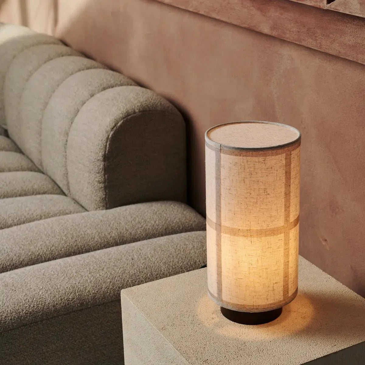 Linen Shade Table Lamp With Rubberwood Base And Elegant Lighting Design