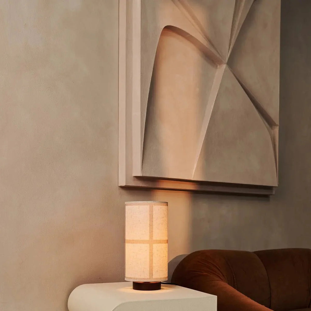 Linen Shade Table Lamp With Rubberwood Base And Elegant Lighting Design