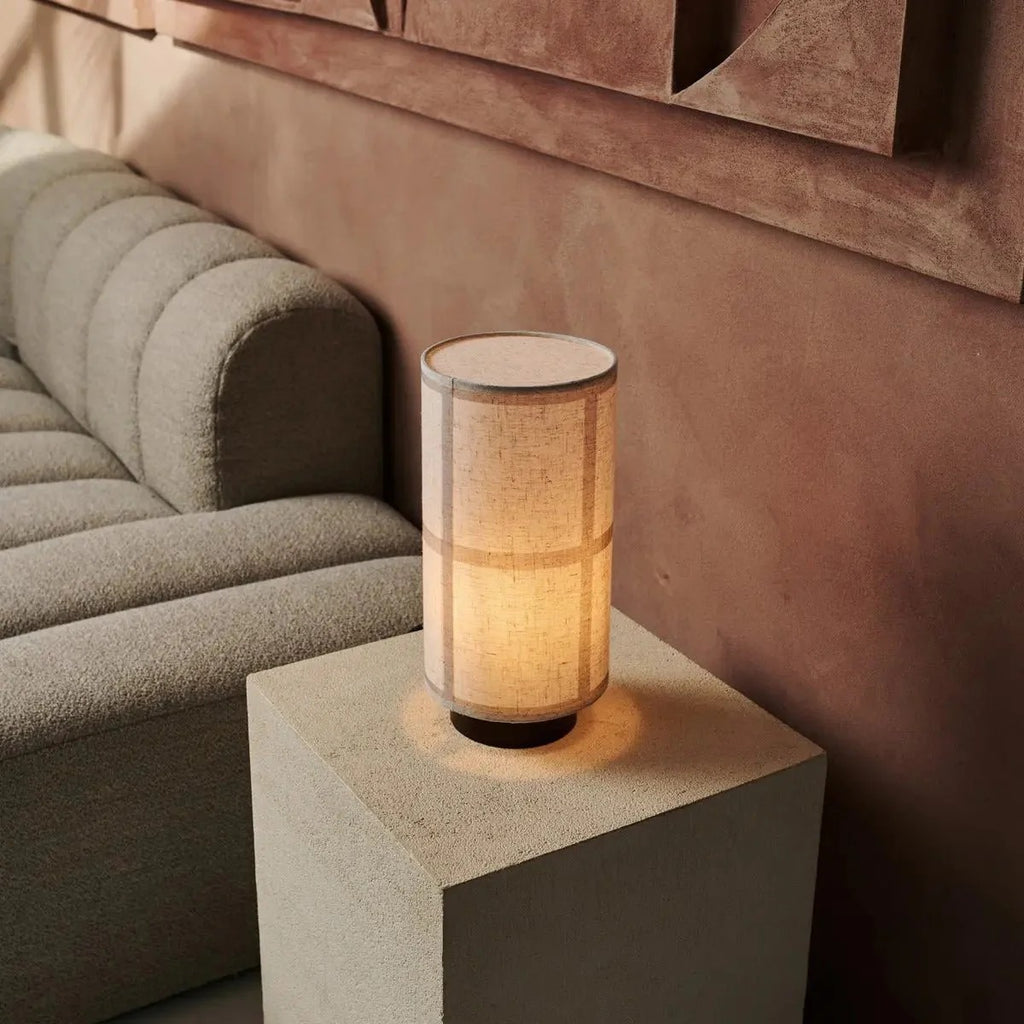 Linen Shade Table Lamp With Rubberwood Base And Elegant Lighting Design