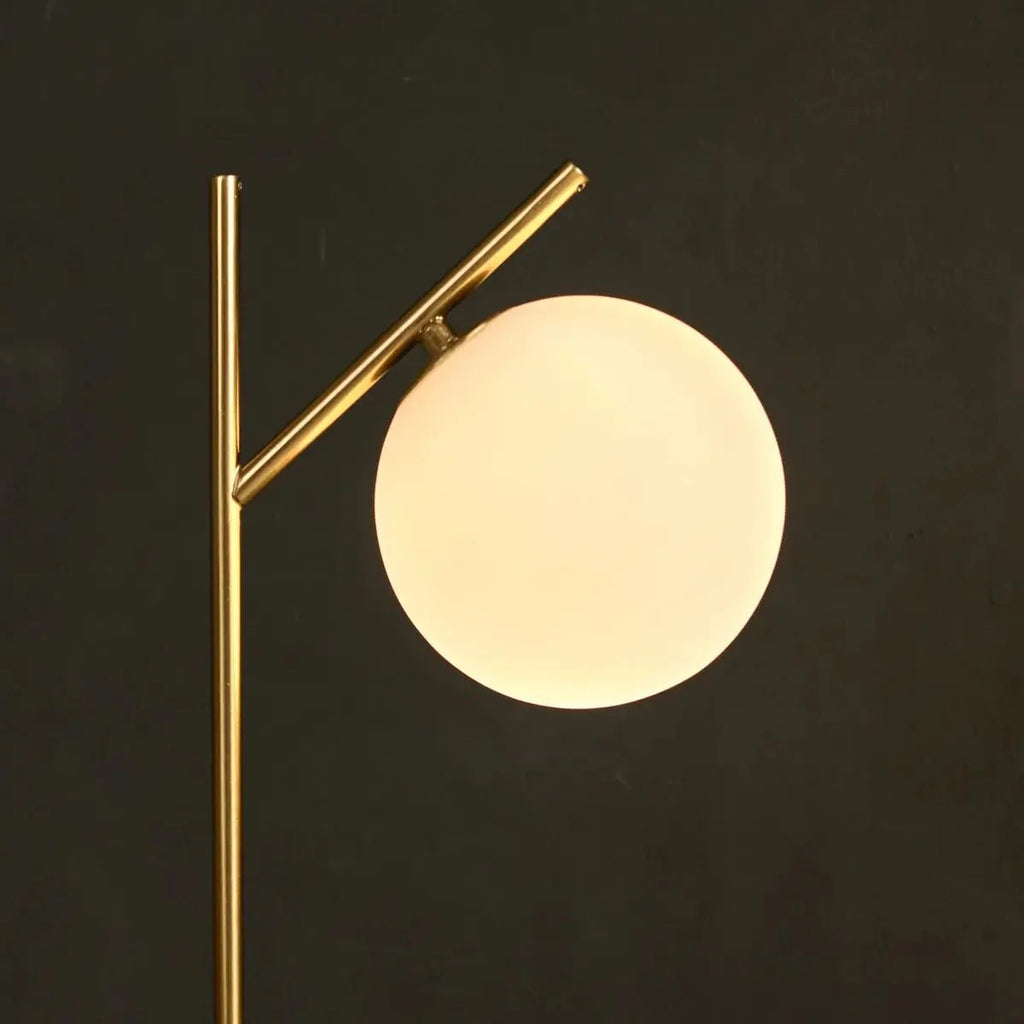 Marble Lamp With Frosted Glass Spheres And Golden Legs