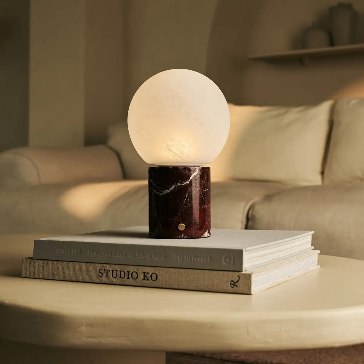 Marble Table Lamp With Dimmable LED And Modular Glass Shade