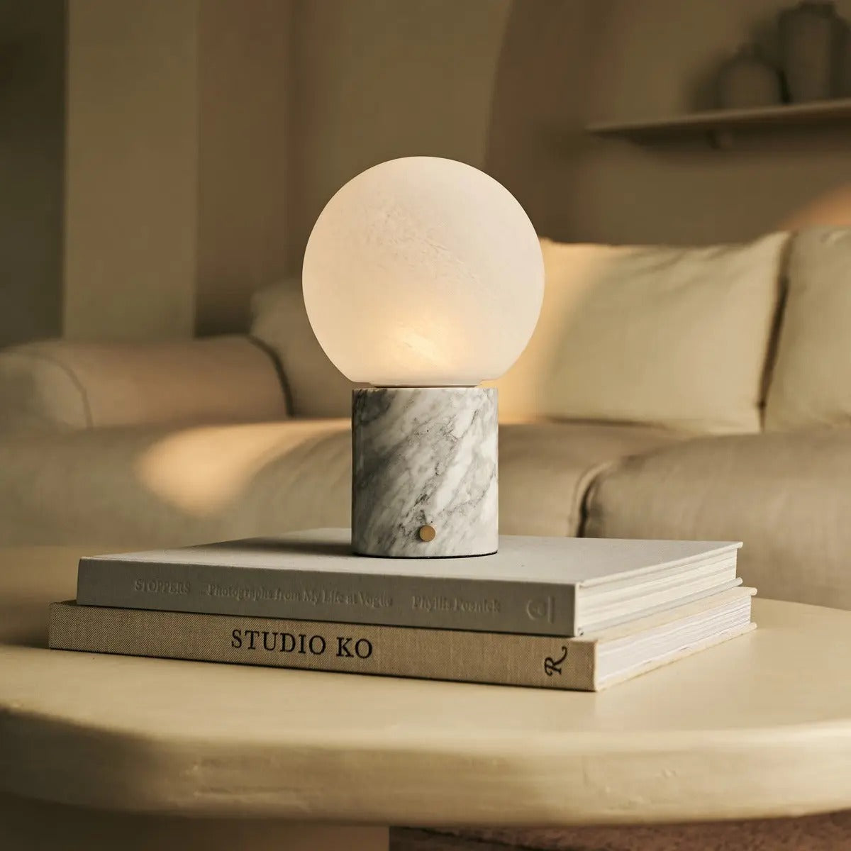 Marble Table Lamp With Dimmable LED And Modular Glass Shade