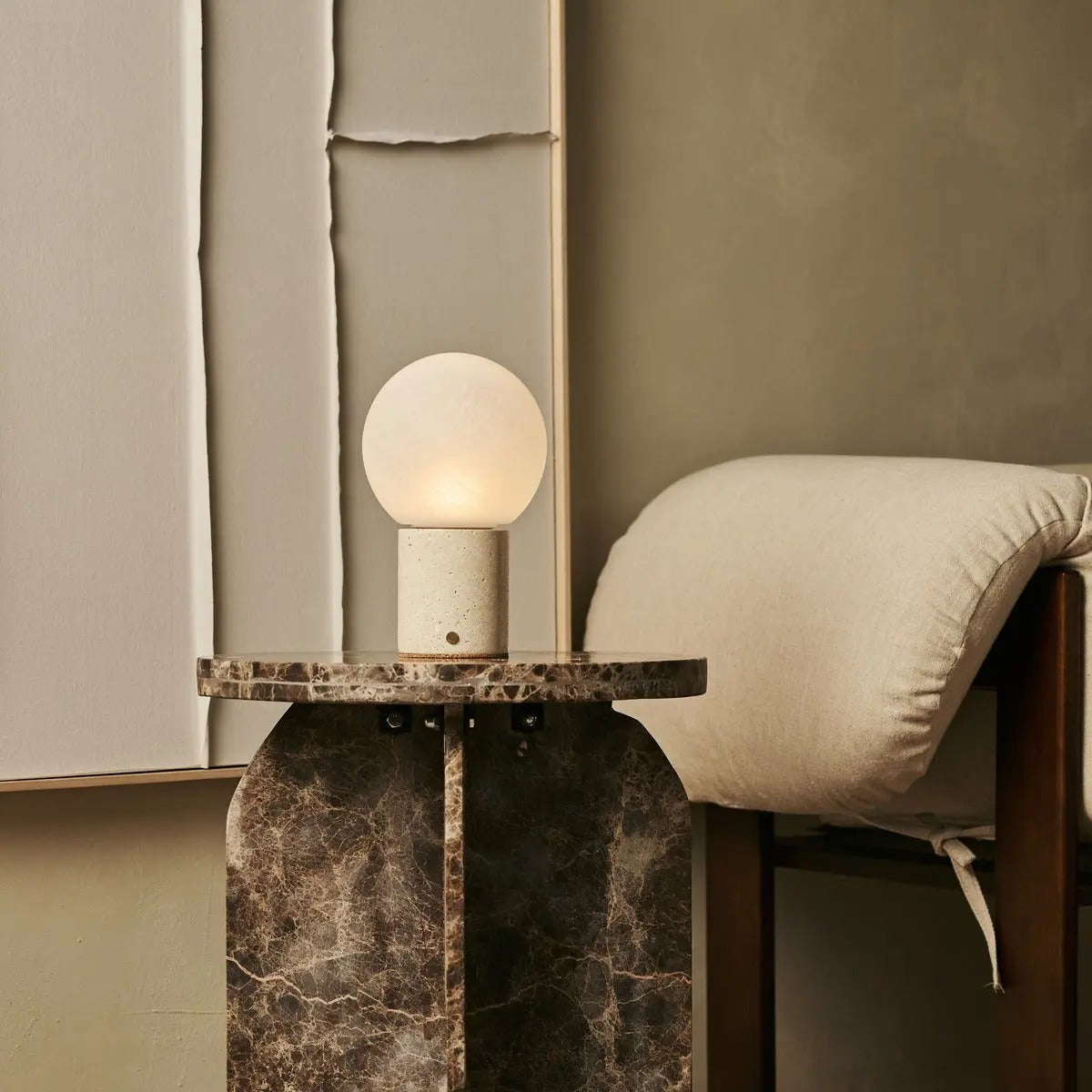 Marble Table Lamp With Dimmable LED And Modular Glass Shade