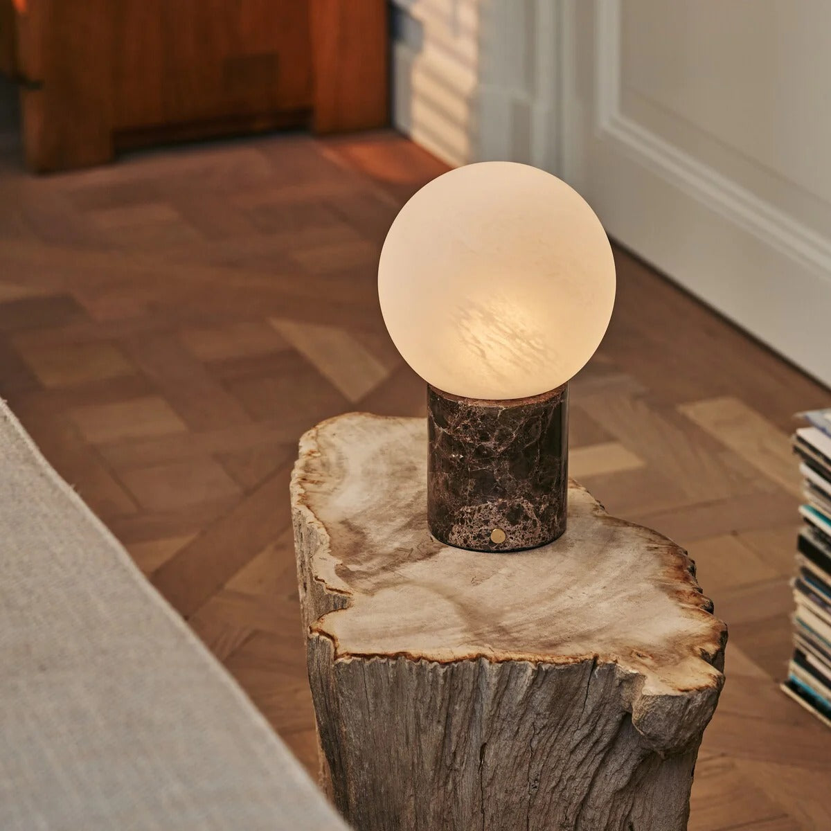 Marble Table Lamp With Dimmable LED And Modular Glass Shade