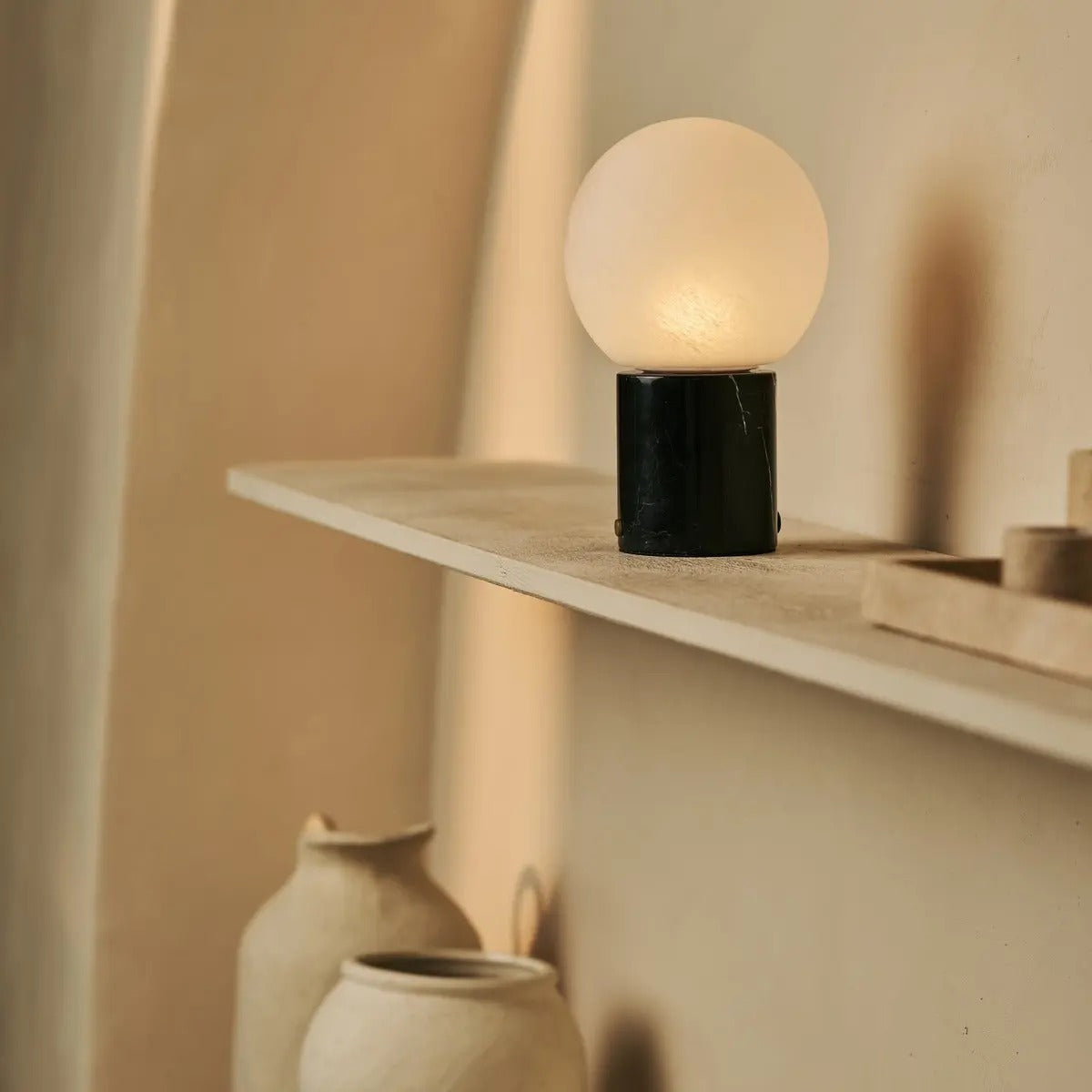 Marble Table Lamp With Dimmable LED And Modular Glass Shade