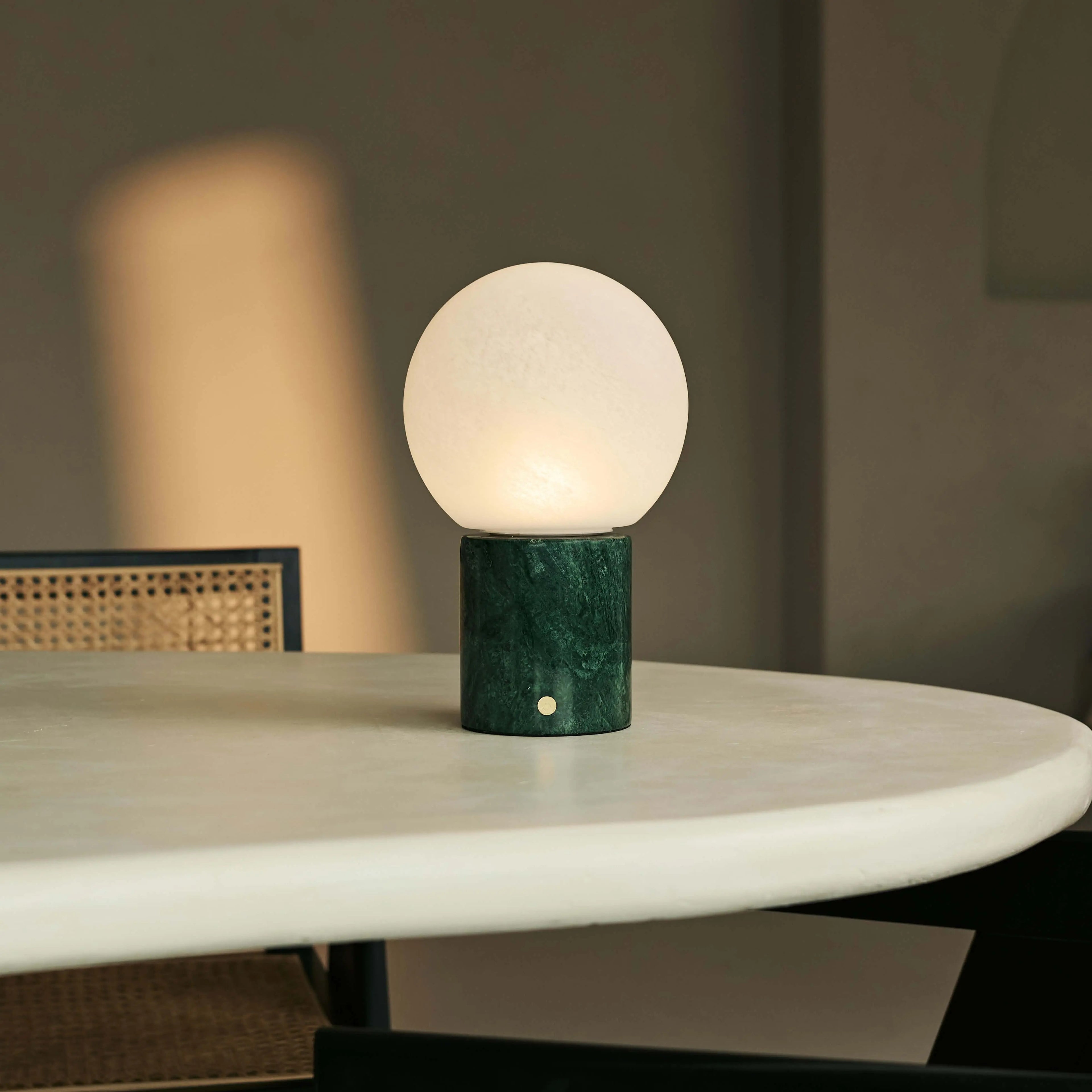 Marble Table Lamp With Dimmable LED And Modular Glass Shade