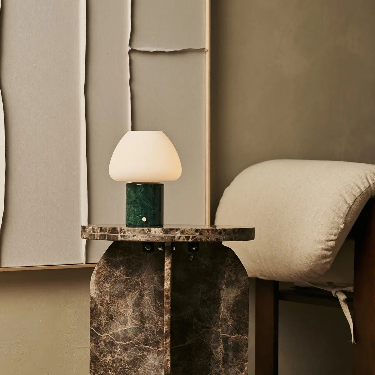 Marble Table Lamp With Rechargeable LED And Touch Dimming