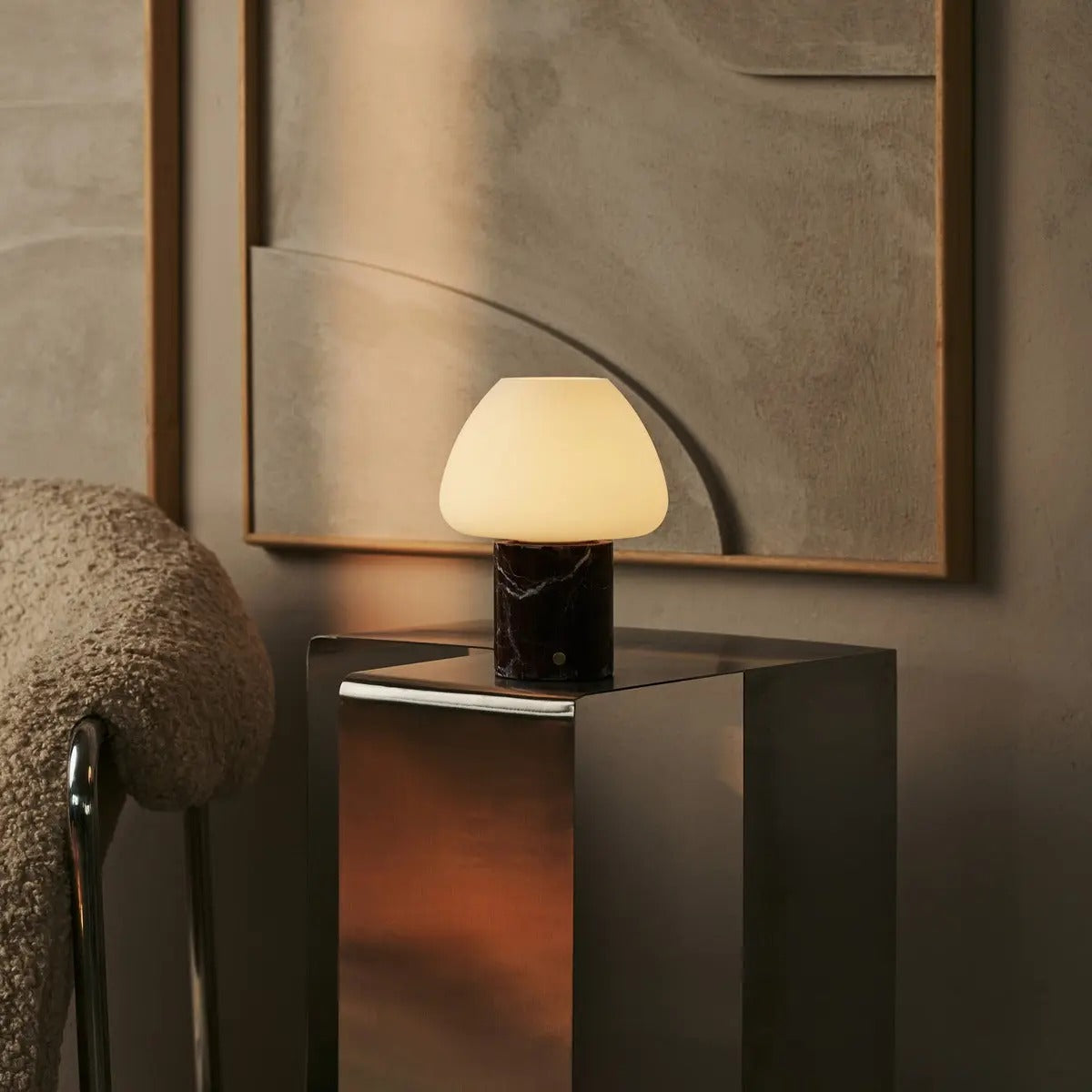 Marble Table Lamp With Rechargeable LED And Touch Dimming