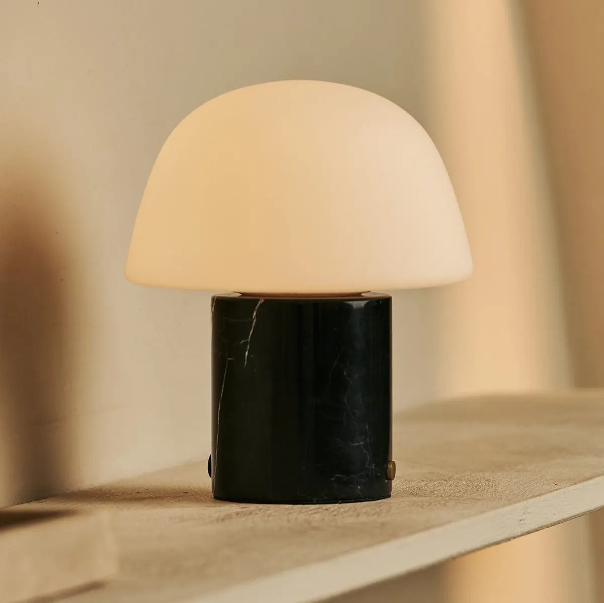 Marble Table Lamp With Touch Dimming And Modular Glass Shade