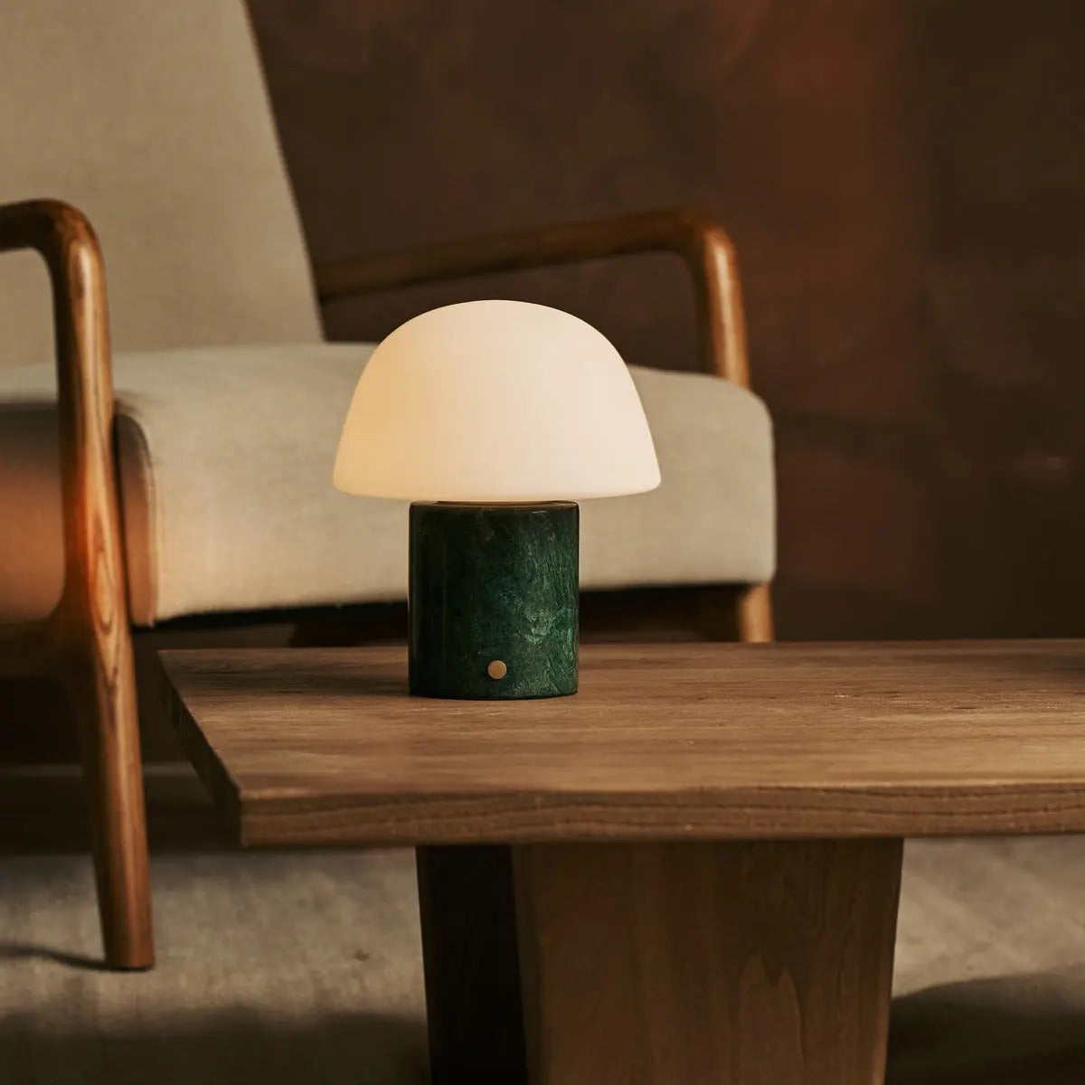 Marble Table Lamp With Touch Dimming And Modular Glass Shade