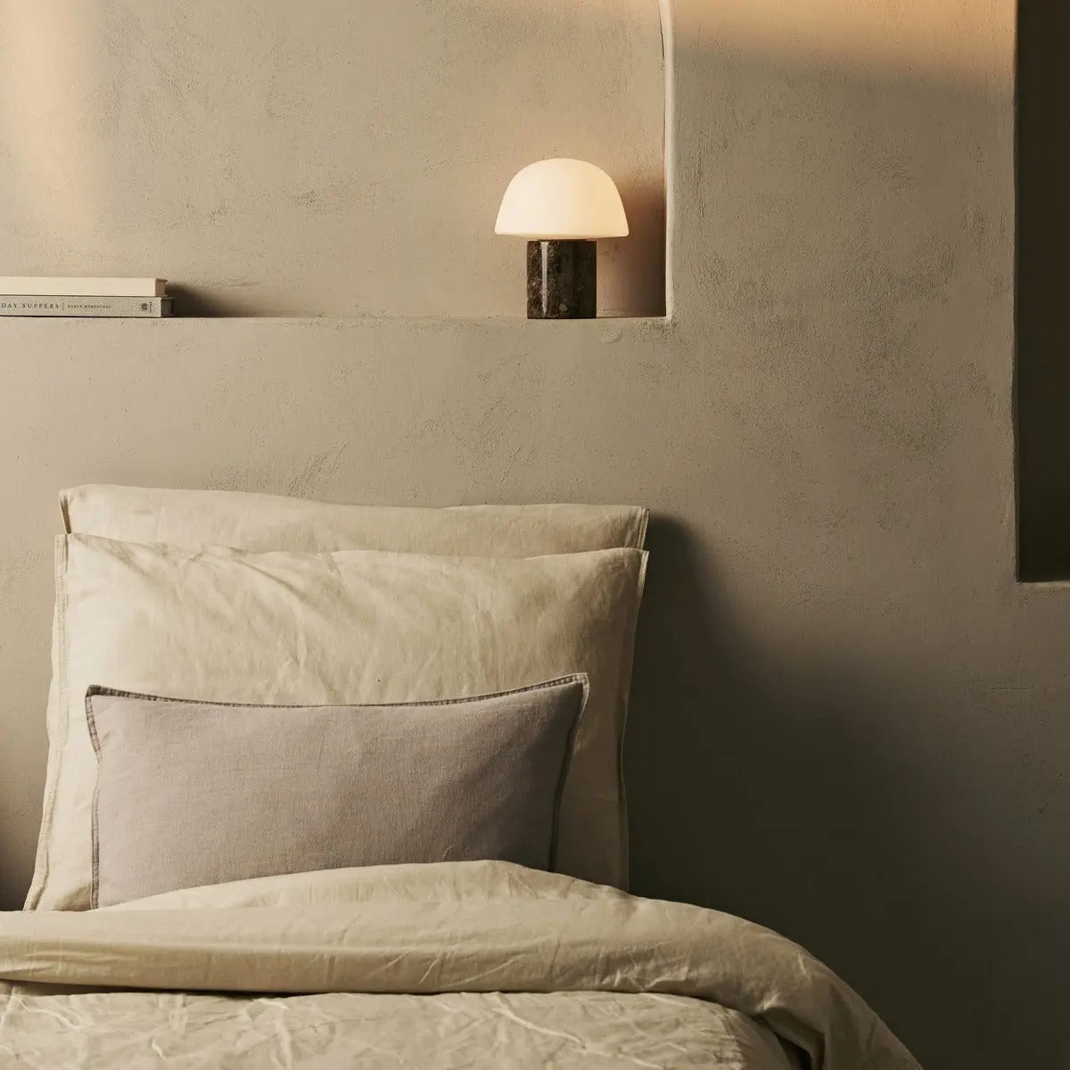 Marble Table Lamp With Touch Dimming And Modular Glass Shade