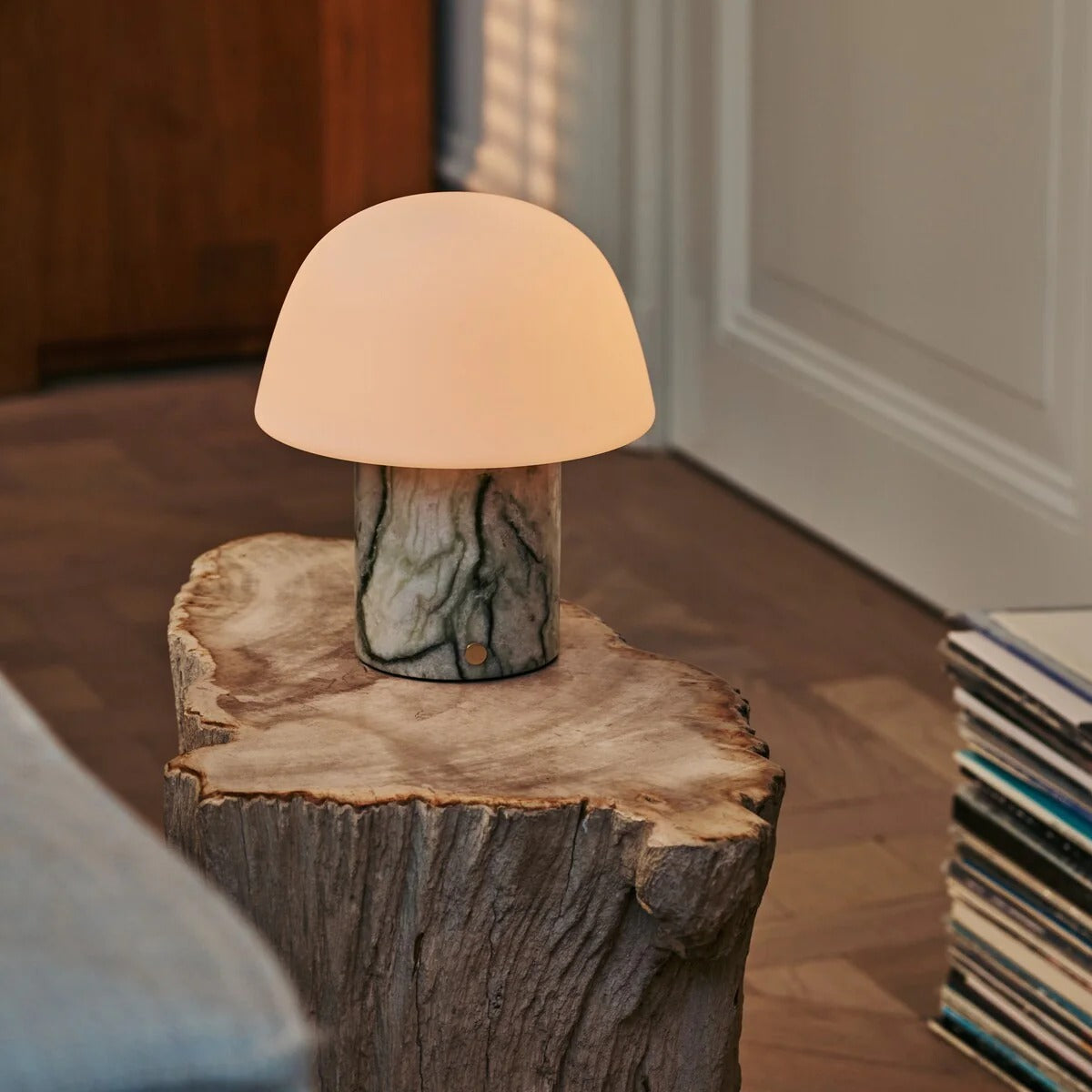 Marble Table Lamp With Touch Dimming And Modular Glass Shade