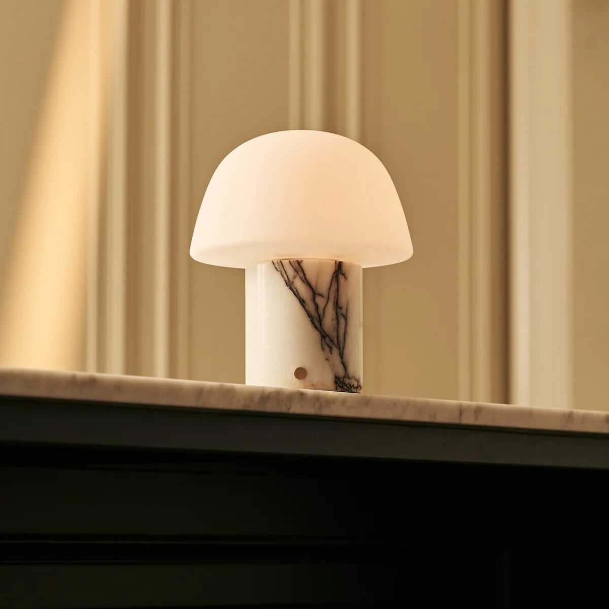 Marble Table Lamp With Touch Dimming And Modular Glass Shade