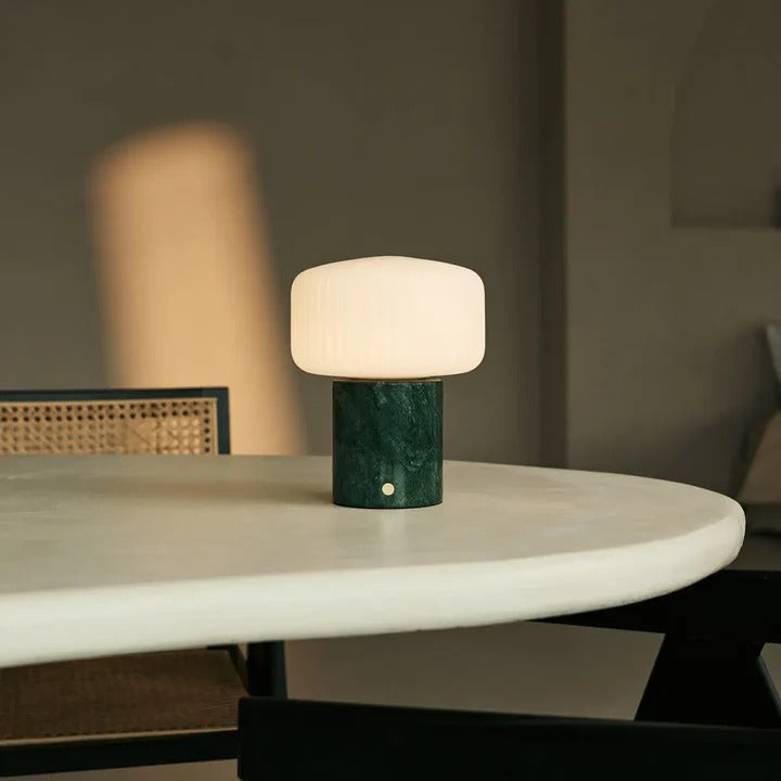 Marble Table Lamp With Dimmable LED And Interchangeable Shade