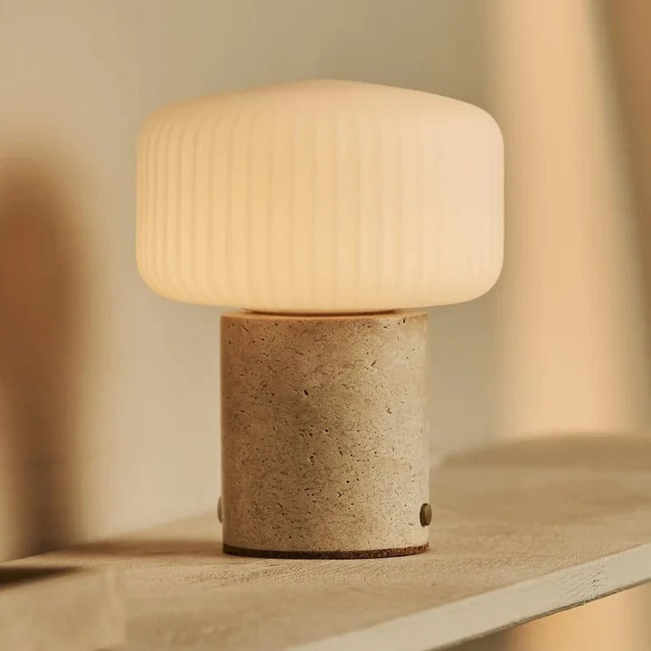 Marble Table Lamp With Dimmable LED And Interchangeable Shade