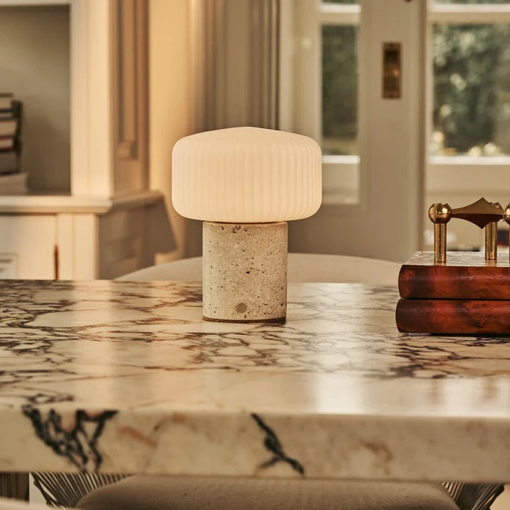 Marble Table Lamp With Dimmable LED And Interchangeable Shade