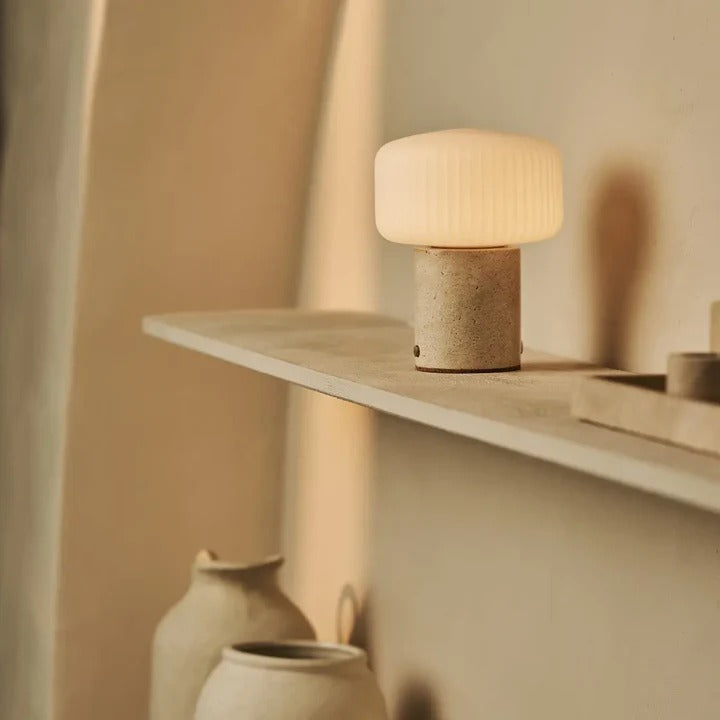 Marble Table Lamp With Dimmable LED And Interchangeable Shade
