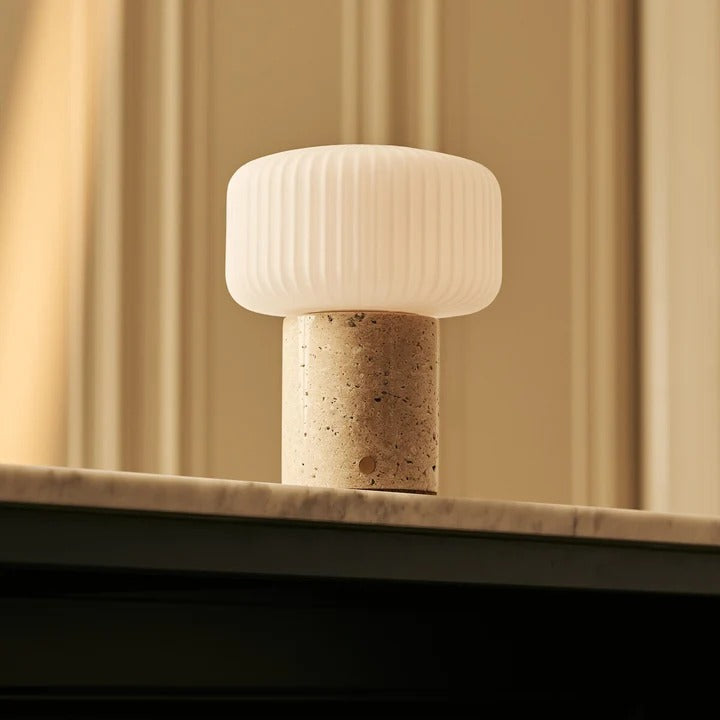 Marble Table Lamp With Dimmable LED And Interchangeable Shade